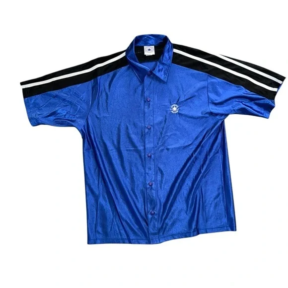 Converse All Star Vintage 90s Blue Warmup Button Up Shirt Men Size Large Sporty - Picture 4 of 9